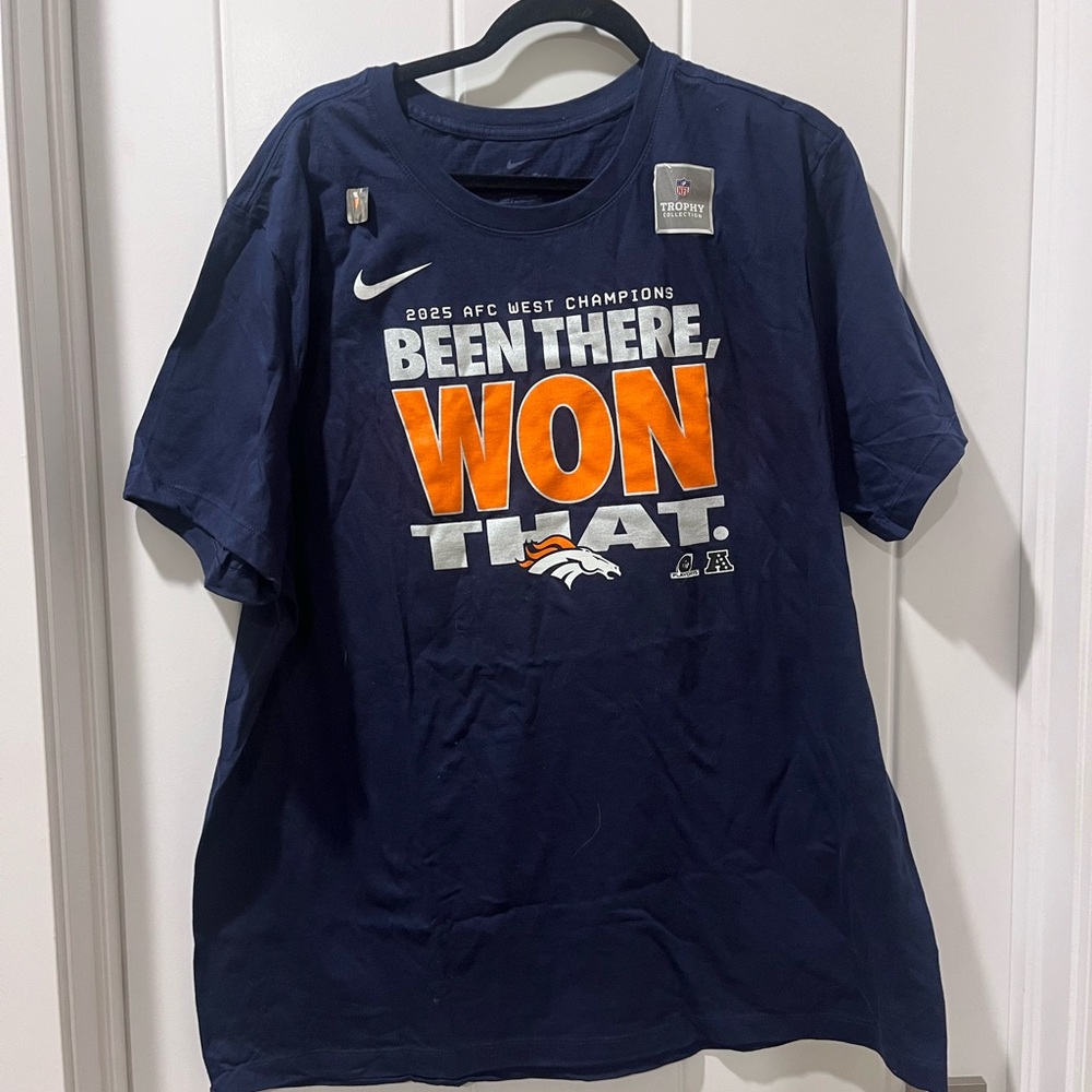Nike Blue and Orange Broncos AFC West Champions Tee